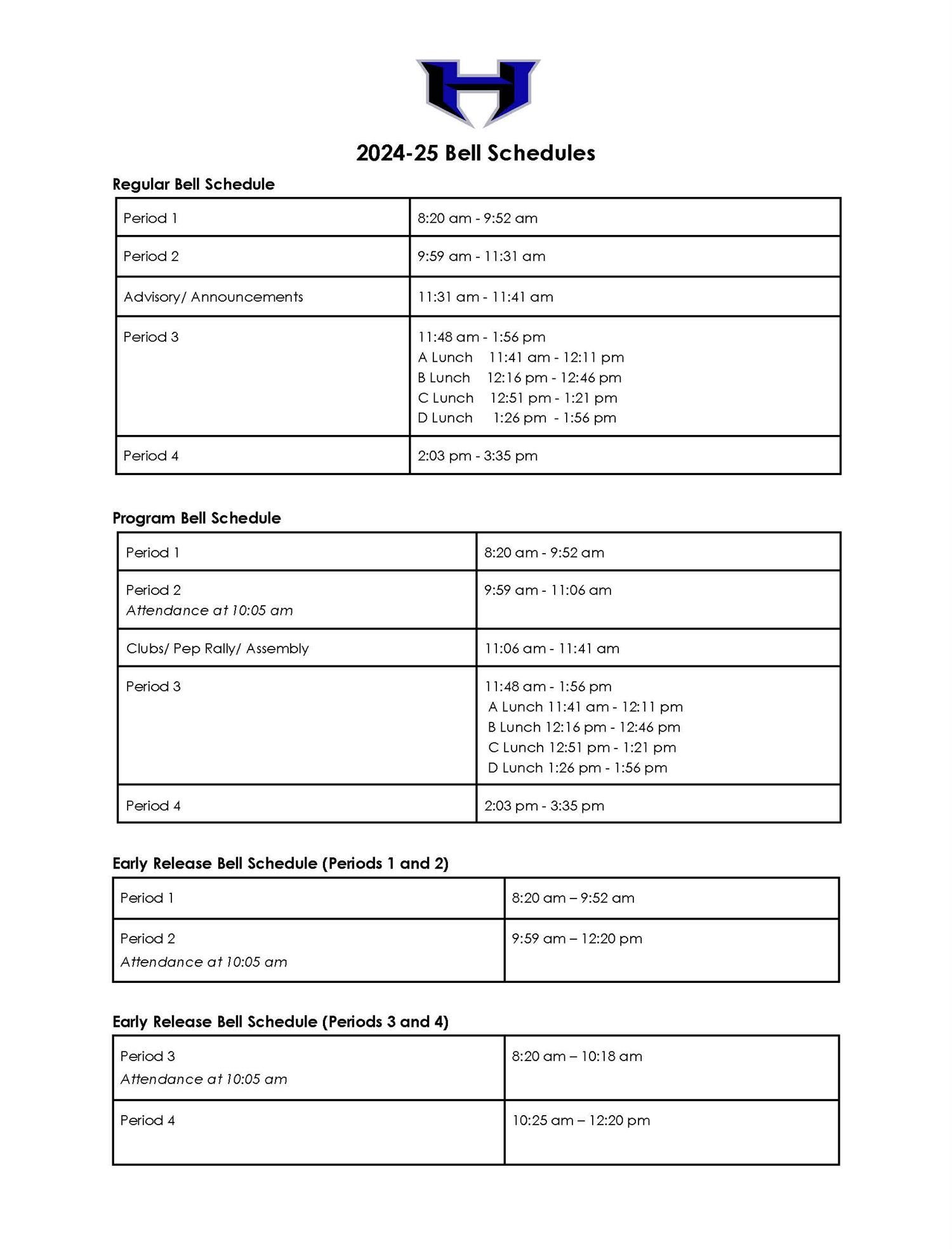 Bell Schedule